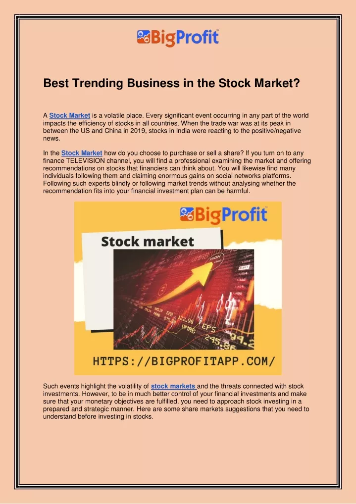 best trending business in the stock market