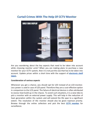 Curtail Crimes With The Help Of CCTV Monitor