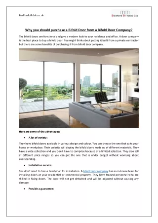 Why you should purchase a Bifold Door from a Bifold Door Company?