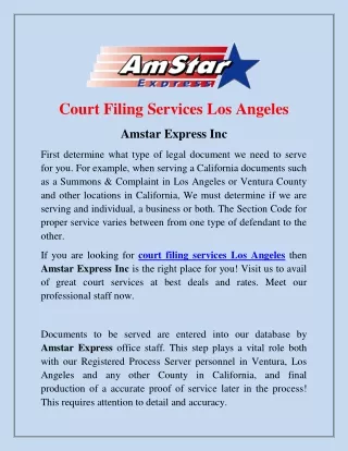 Court Filing Services in Los Angeles - Amstar Express