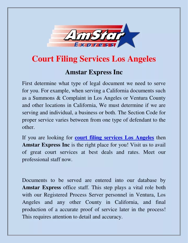 court filing services los angeles
