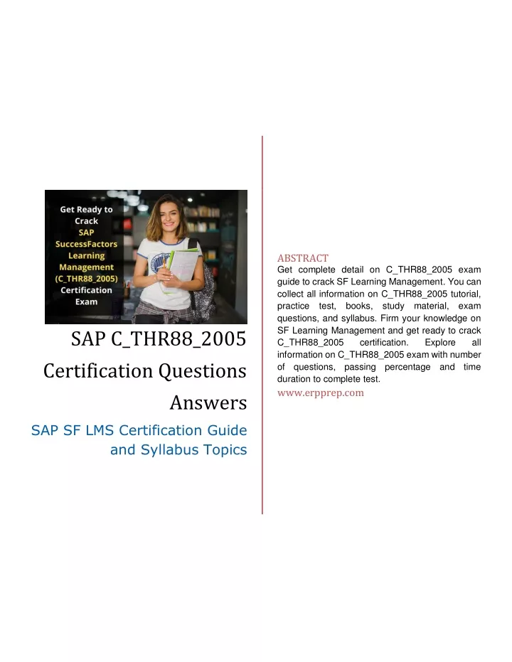 abstract get complete detail on c thr88 2005 exam