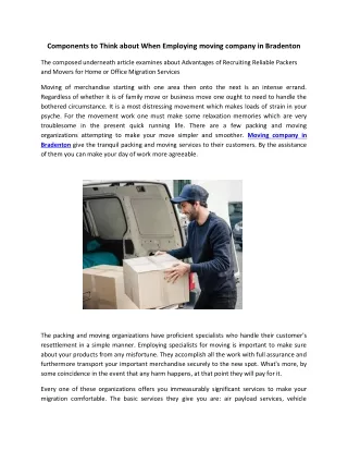 components to think about when employing moving