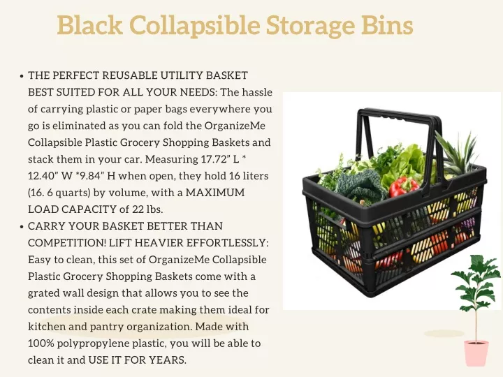 black collapsible storage bins