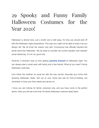 Spooky and Funny Family Halloween Costumes for the Year 2020!