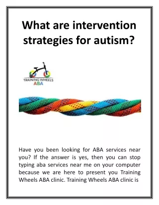 What are intervention strategies for autism?