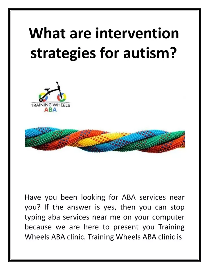 what are intervention strategies for autism