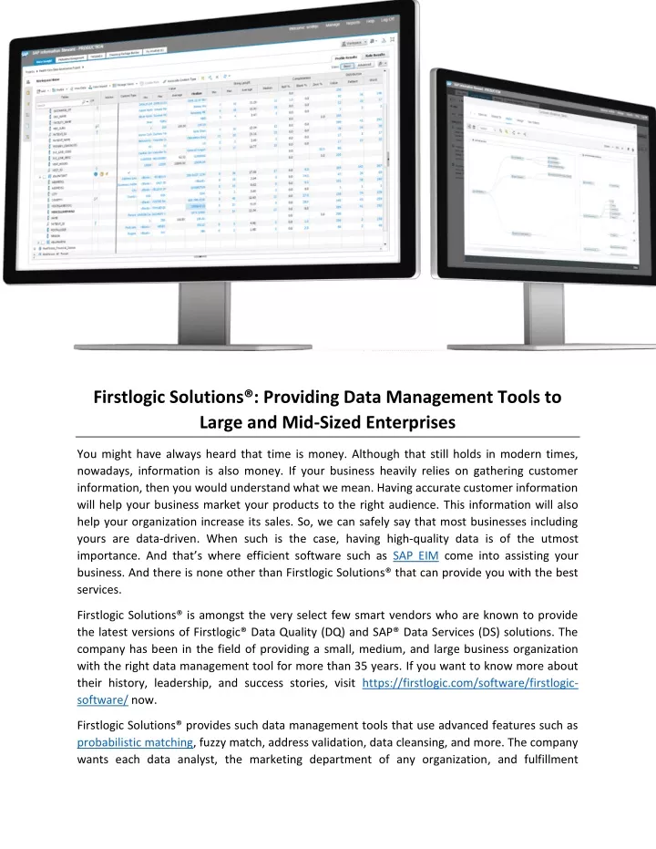 firstlogic solutions providing data management