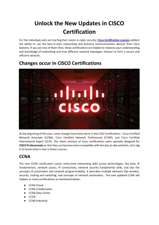 unlock the new updates in cisco certification