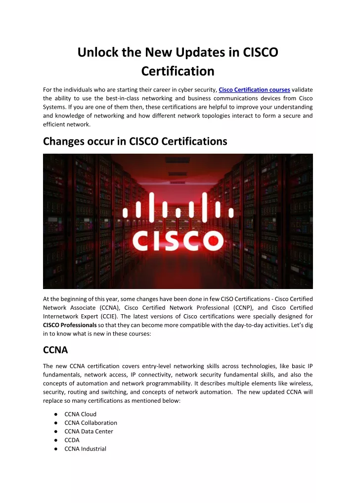 unlock the new updates in cisco certification