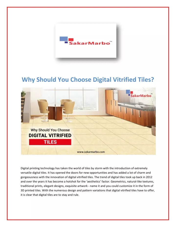 why should you choose digital vitrified tiles