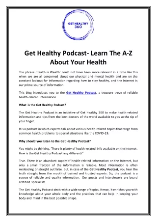 get healthy podcast learn the a z about your