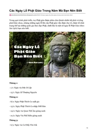 Các Ngày Lễ Phật Giáo Trong Năm Mà Bạn Nên Biết