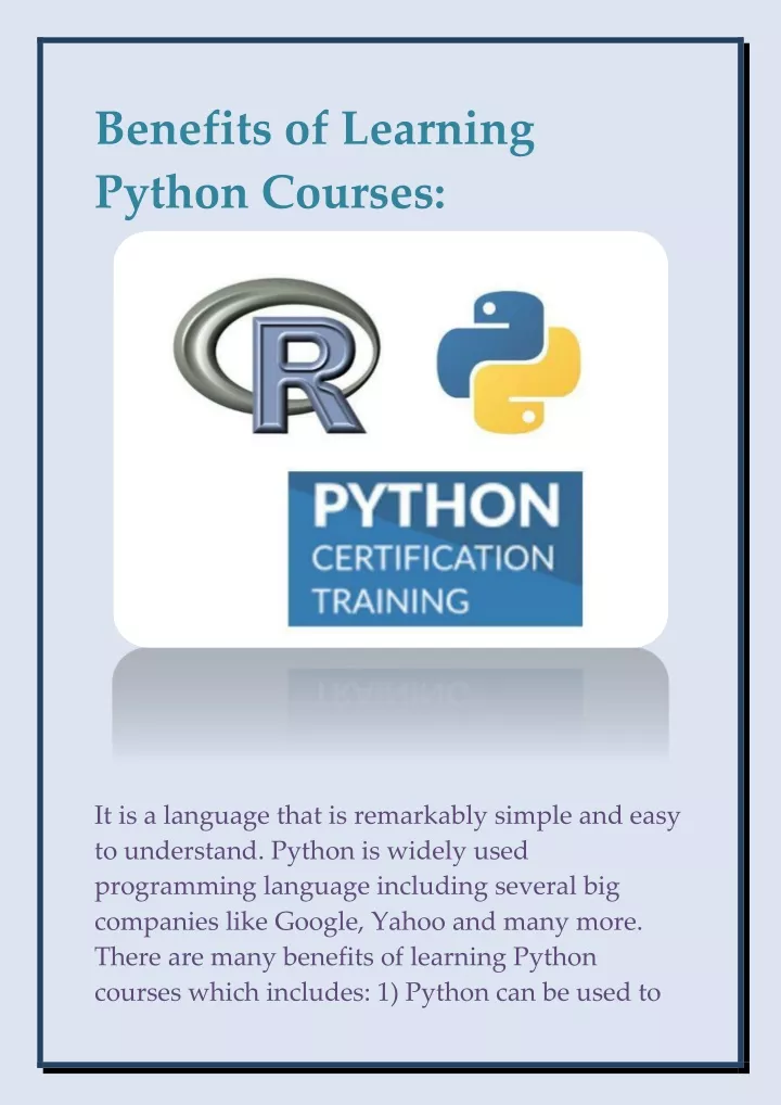 benefits of learning python courses