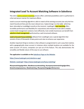 integrated lead to account matching software