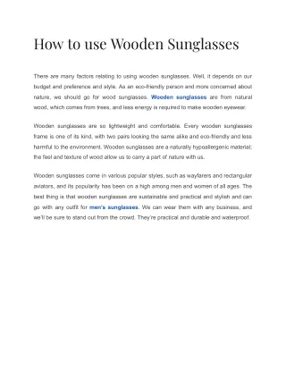 Ways To Use Wooden Glasses