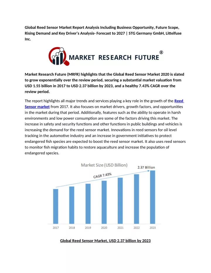 global reed sensor market report analysis