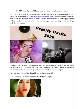 Best Beauty Tips and Hacks in 2020 that you should not miss
