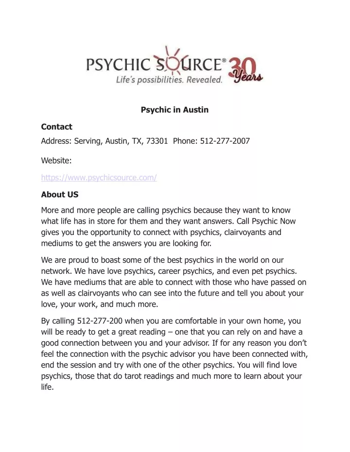 psychic in austin contact address serving austin