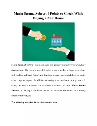 Maria Susana Sobrero - Points to check while buying a new house property