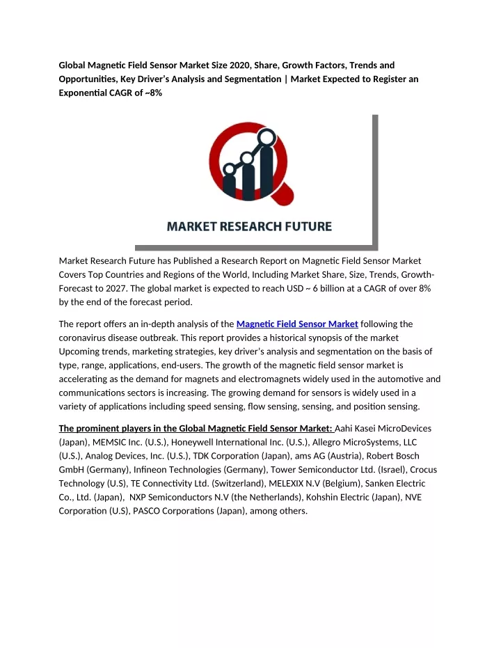 global magnetic field sensor market size 2020