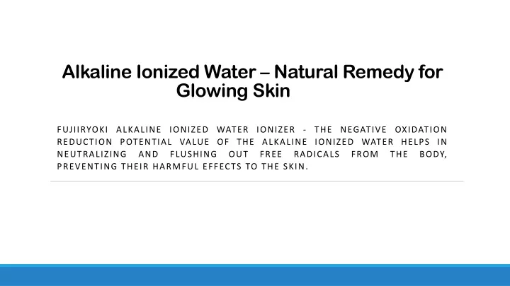 alkaline ionized water natural remedy for glowing skin