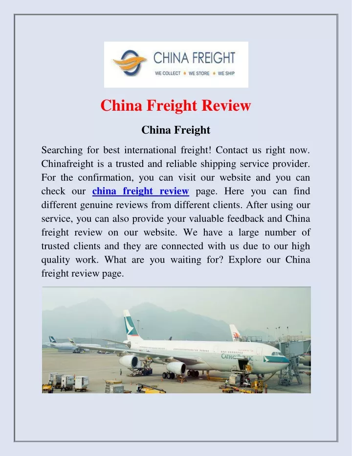 china freight review