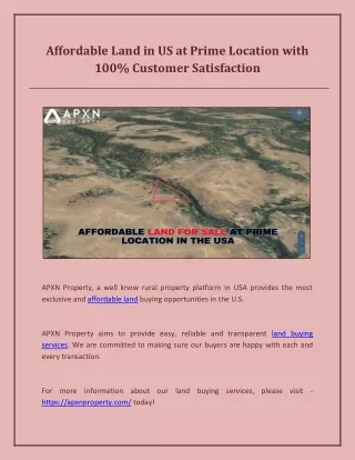 affordable land in us at prime location with