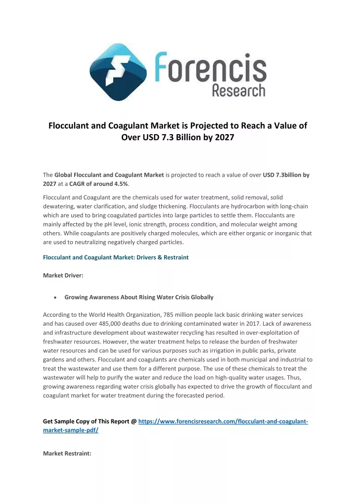 flocculant and coagulant market is projected