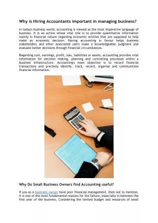 why is hiring accountants important in managing