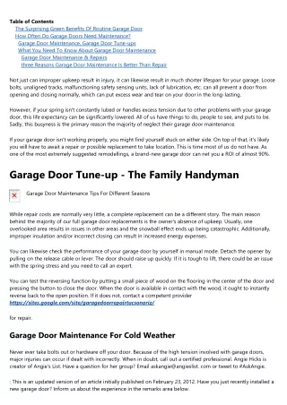 Garage Door Planned Maintenance