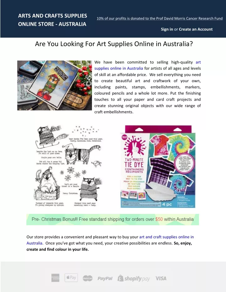 arts and crafts supplies online store australia