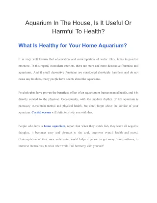 aquarium in the house is it useful or harmful