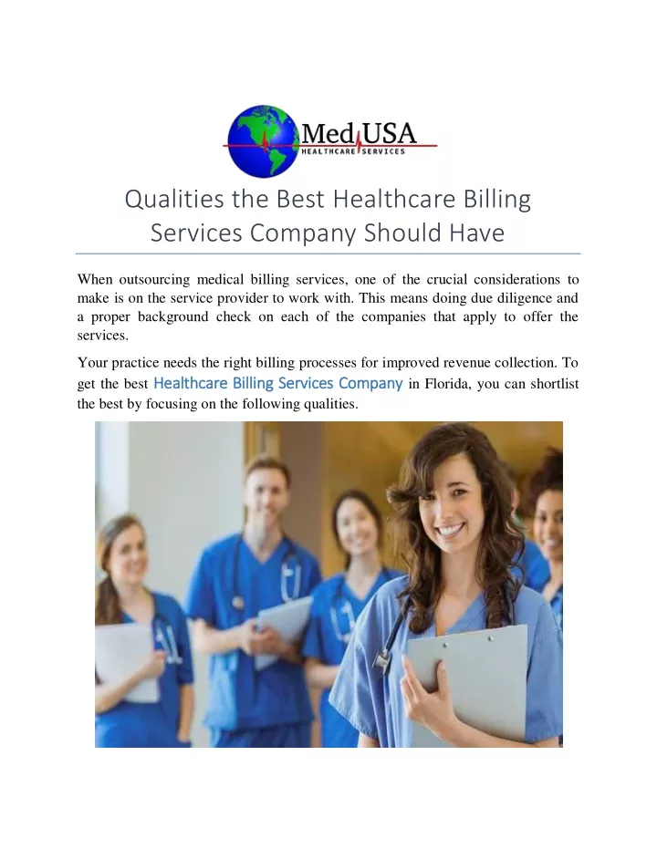 qualities the best healthcare billing services