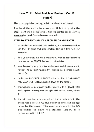 how to fix print and scan problem on hp printer