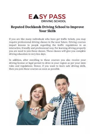 reputed docklands driving school to improve your