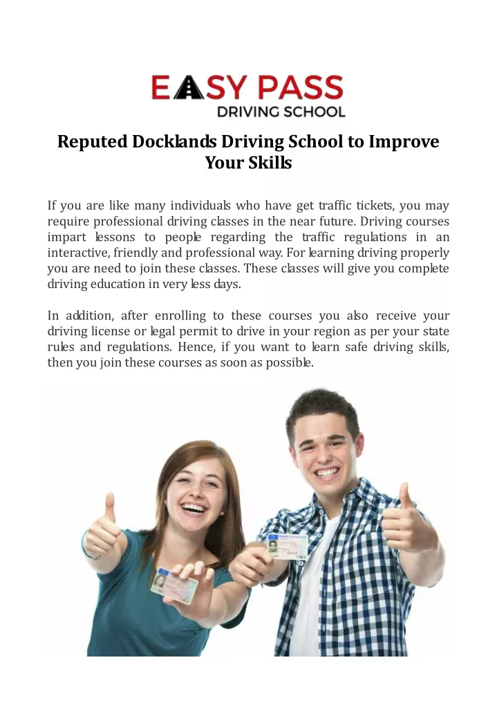 reputed docklands driving school to improve your