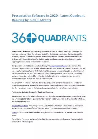 Presentation Software In 2020 - Latest Quadrant Ranking by 360Quadrants