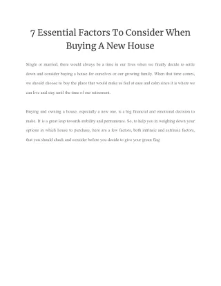 7 essential factors to consider when buying