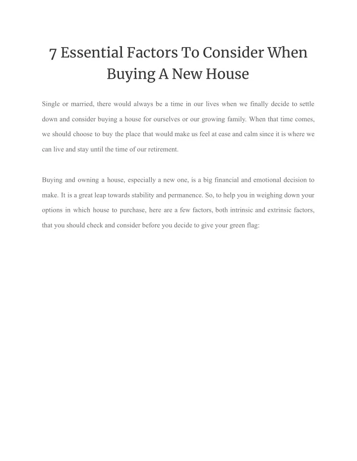 7 essential factors to consider when buying