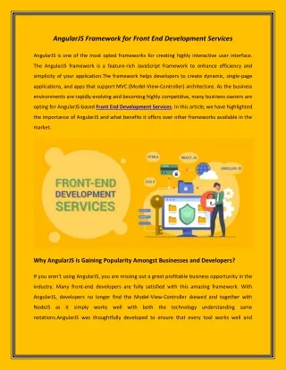 angularjs framework for front end development