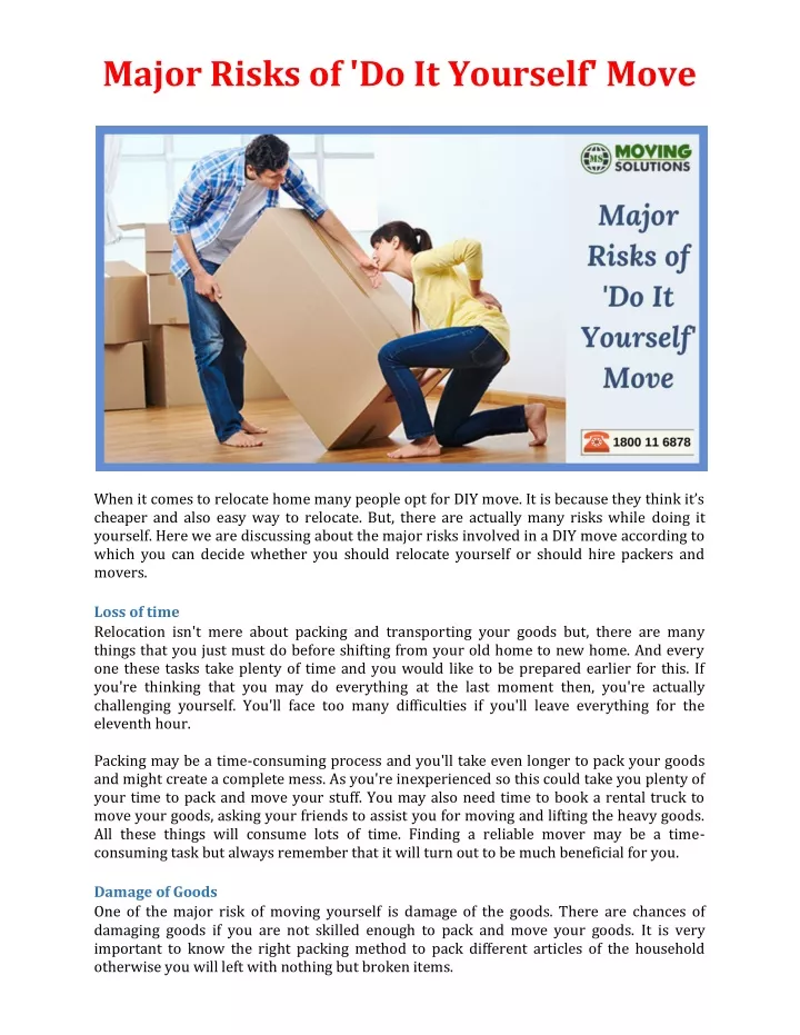 major risks of do it yourself move
