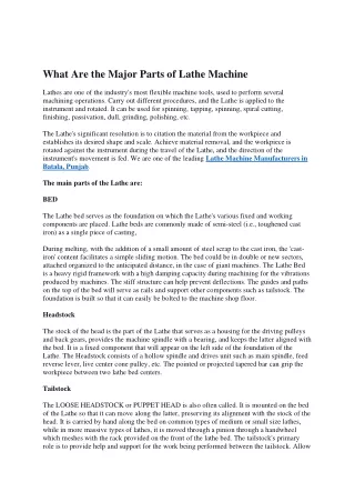What Are the Major Parts of Lathe Machine ?