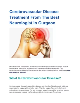 Cerebrovascular Disease Treatment From The Best Neurologist In Gurgaon