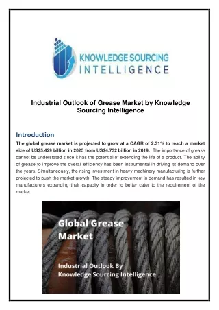 Industrial Outlook of Grease Market by Knowledge Sourcing