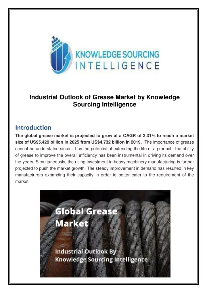 industrial outlook of grease market by knowledge