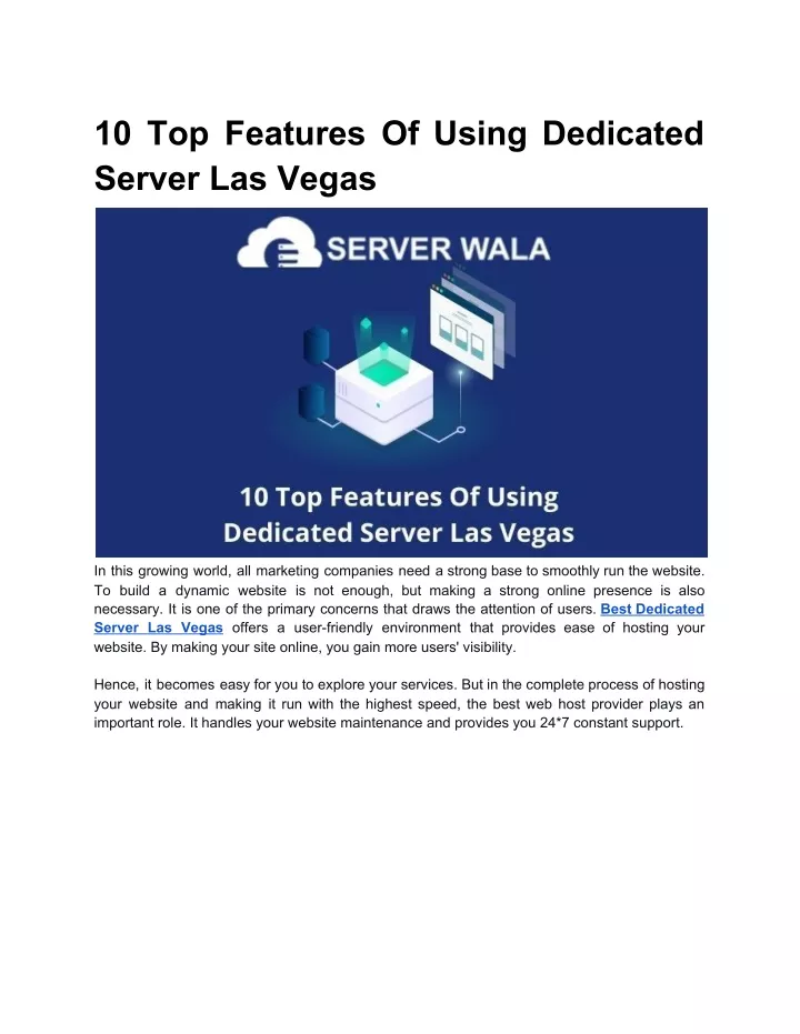 10 top features of using dedicated server