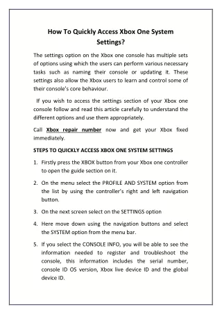 How To Quickly Access Xbox One System Settings?