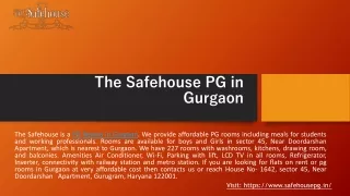Find the Best Paying Guest Room in Gurgaon At the Safehouse PG