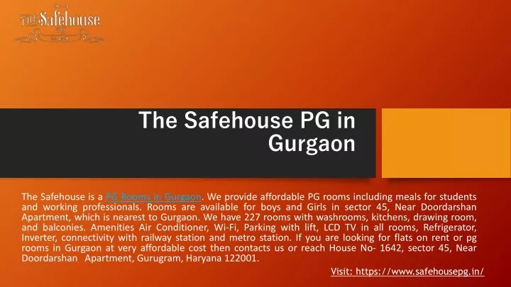 the safehouse pg in gurgaon